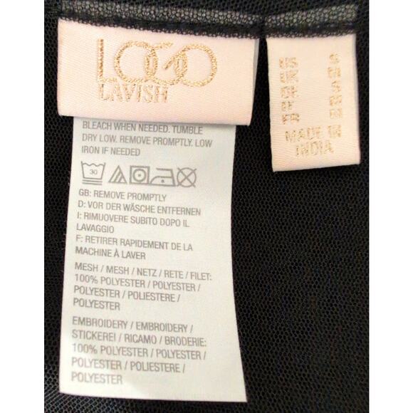 LOGO Lavish Sheer Mesh Embroidery Lace Tunic Dress Medium Witchy Whimsigoth Boho - Picture 5 of 6